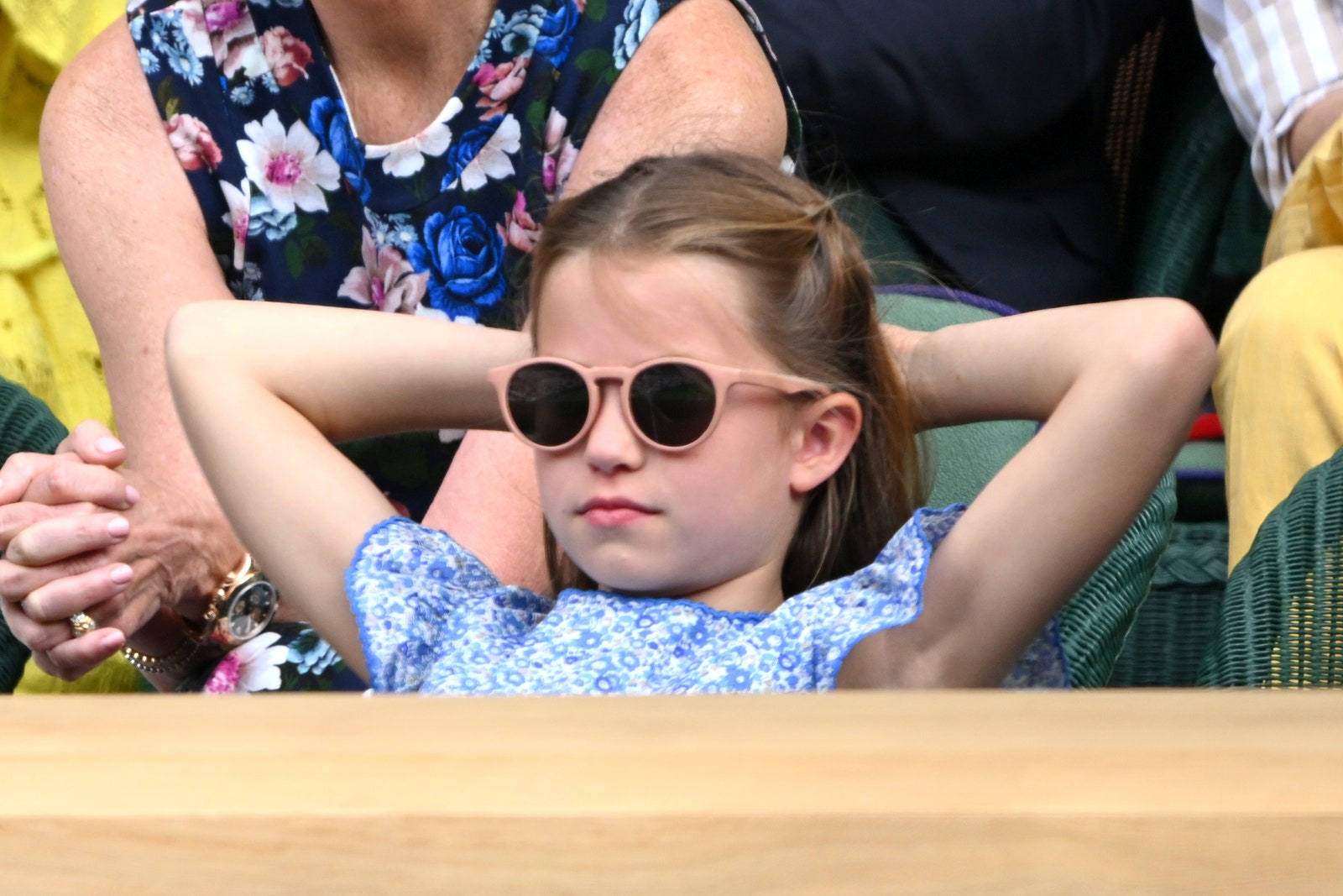 Princess Charlotte of Wales watches the Wimbledon men's final.