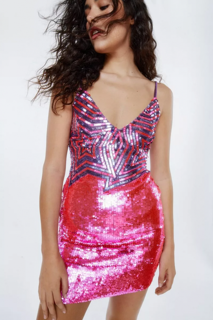 barbiecore fashion Nasty Gal sequin mini dress in hot pink