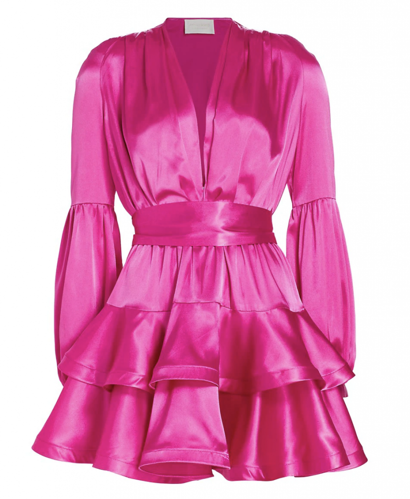 barbiecore fashion Bronx & Banco ruffled mini dress in hot pink