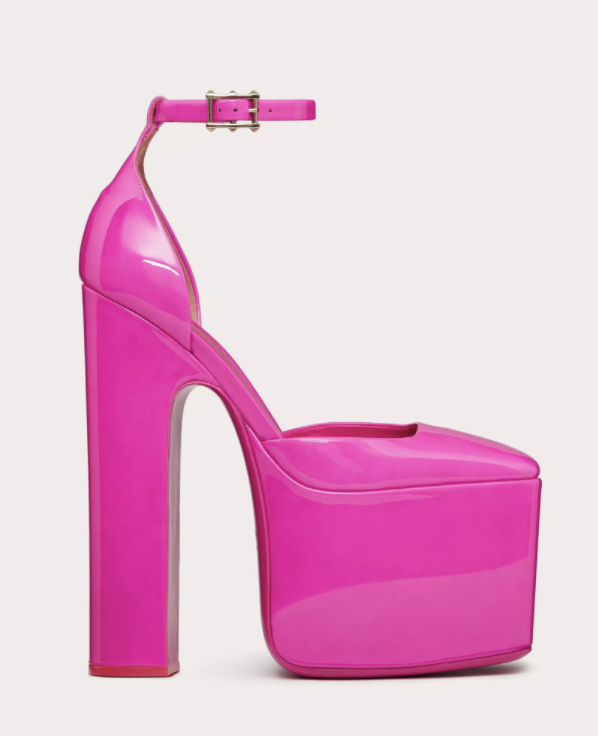 barbiecore fashion Valentino Patent leather platform pumps in hot pink