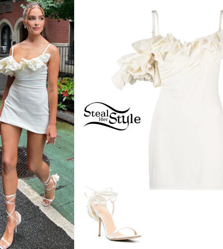 Olivia Culpo: White Mini Dress and Sandals