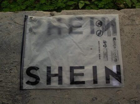 plastic bag with the logo of the Chinese company, Shein