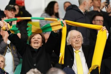 Delia Smith, left, at a match at Carrow Road, Norwich, in April.