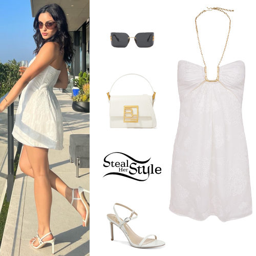 Camila Mendes: White Mini Dress and Sandals
