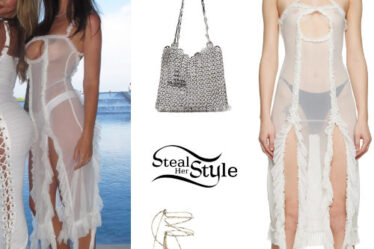 Emily Ratajkowski: White Dress, Lace-Up Shoes