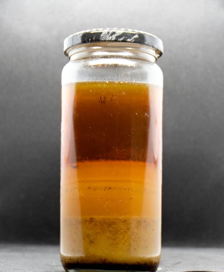 A jar of used cooking oil.