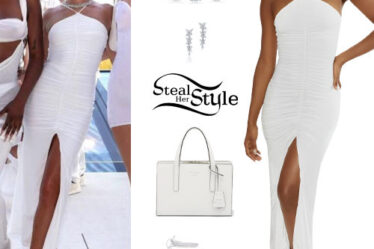 Hailey Baldwin: White Dress, Clear Sandals