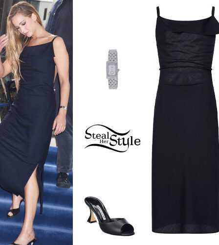 Jennifer Lawrence: Black Dress and Mules