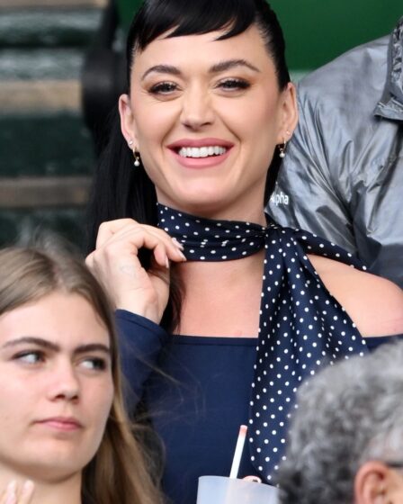 Katy Perry attends day three of the Wimbledon Tennis Championships at All England Lawn Tennis and Croquet Club on July...