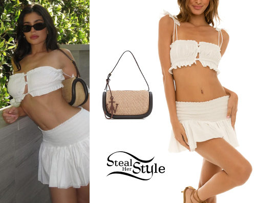 Kylie Jenner: White Top and Skirt