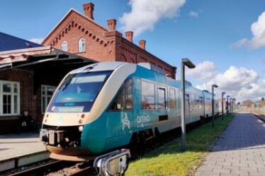 An Esbjerg-bound train stops at Ribe.