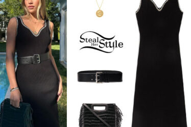 Sofia Richie: Black Dress, Fringe Bag