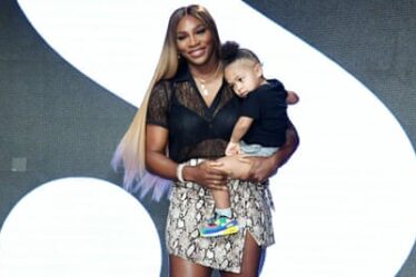 Serena Williams and daughter Olympia at a 2019 fashion show for her eponymous line.