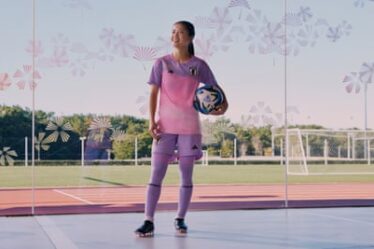 A woman wearing Japan’s away kit for the Women’s World Cup 2023