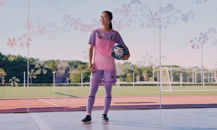 A woman wearing Japan’s away kit for the Women’s World Cup 2023