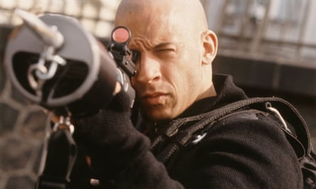 Vin Diesel as Xander “XXX” Cage in xXx, the first film in the XXX series, which opened in August 2002.