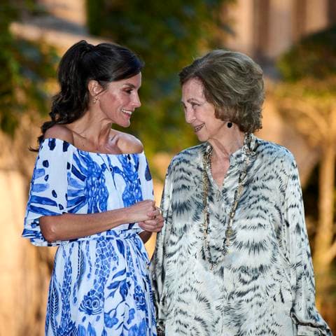 Letizia was pictured sharing a sweet moment with her mother-in-law Queen Sofia