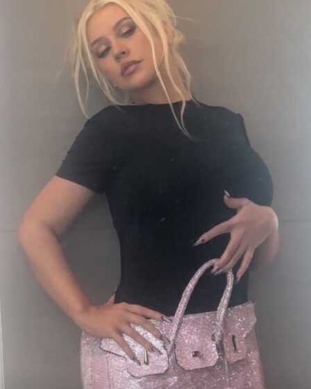 Christina Aguilera turns pink purse into mini skirt: See her look