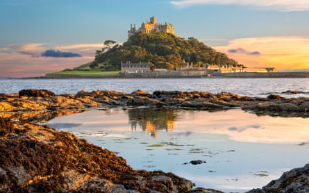 St Michael’s Mount, seen across a rockpool at sunset