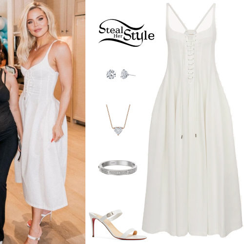 Khloé Kardashian: White Dress and Sandals
