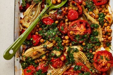 Yotam Ottolenghi’s roasted fennel and tomatoes with chickpeas and black olives.