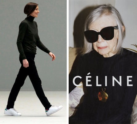 Philo in Stan Smiths doing the hair-tuck trick and Joan Didion in Petra shades.