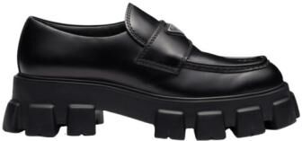 Prada Monolith Brushed Leather Loafers