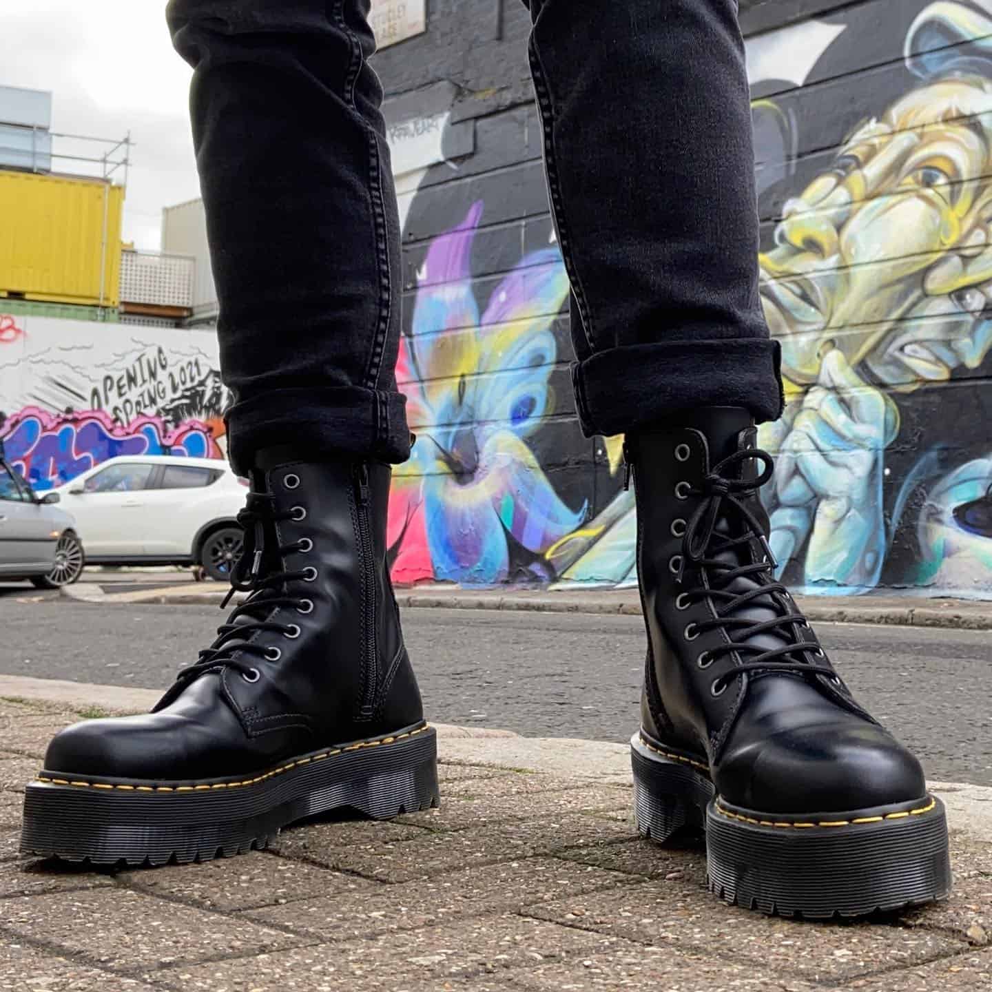 wearing a pair of jadon boots by dr martens