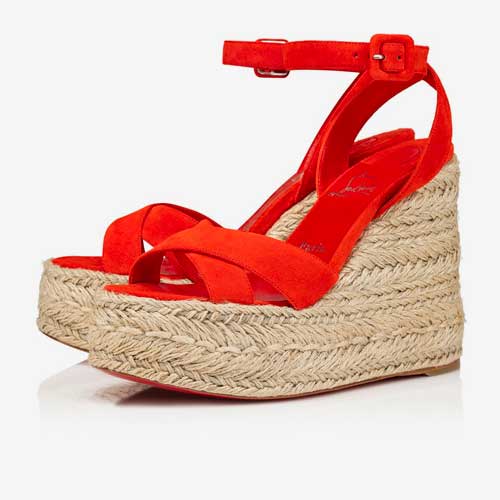 Christian Louboutin Straw Wedge Sandals