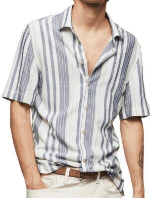 Mango Striped Short Sleeve Shirt