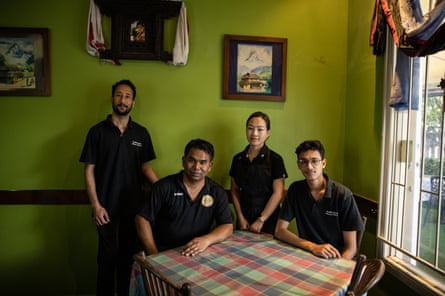 From left: kitchenhand Laxman Khad Ka, chef Niranjan Singh Thapa, chef Manju Budha and front of house Dipesh Kunway