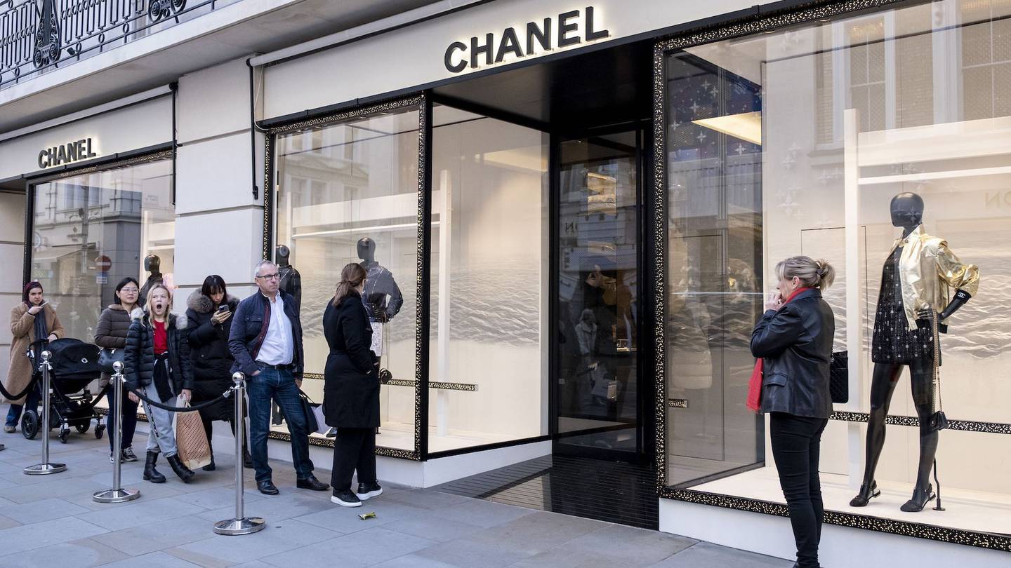 Queue outside Chanel on New Bond Street in London.