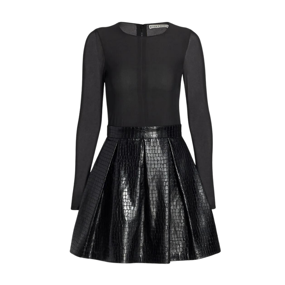 fall outfits 2023 Alice + Olivia Chara Vegan Leather Party Dress