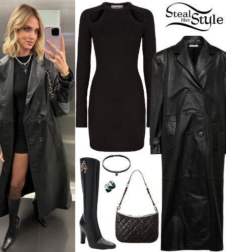 Chiara Ferragni: Black Mini Dress and Coat