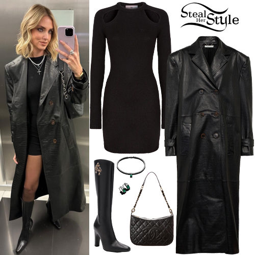Chiara Ferragni: Black Mini Dress and Coat
