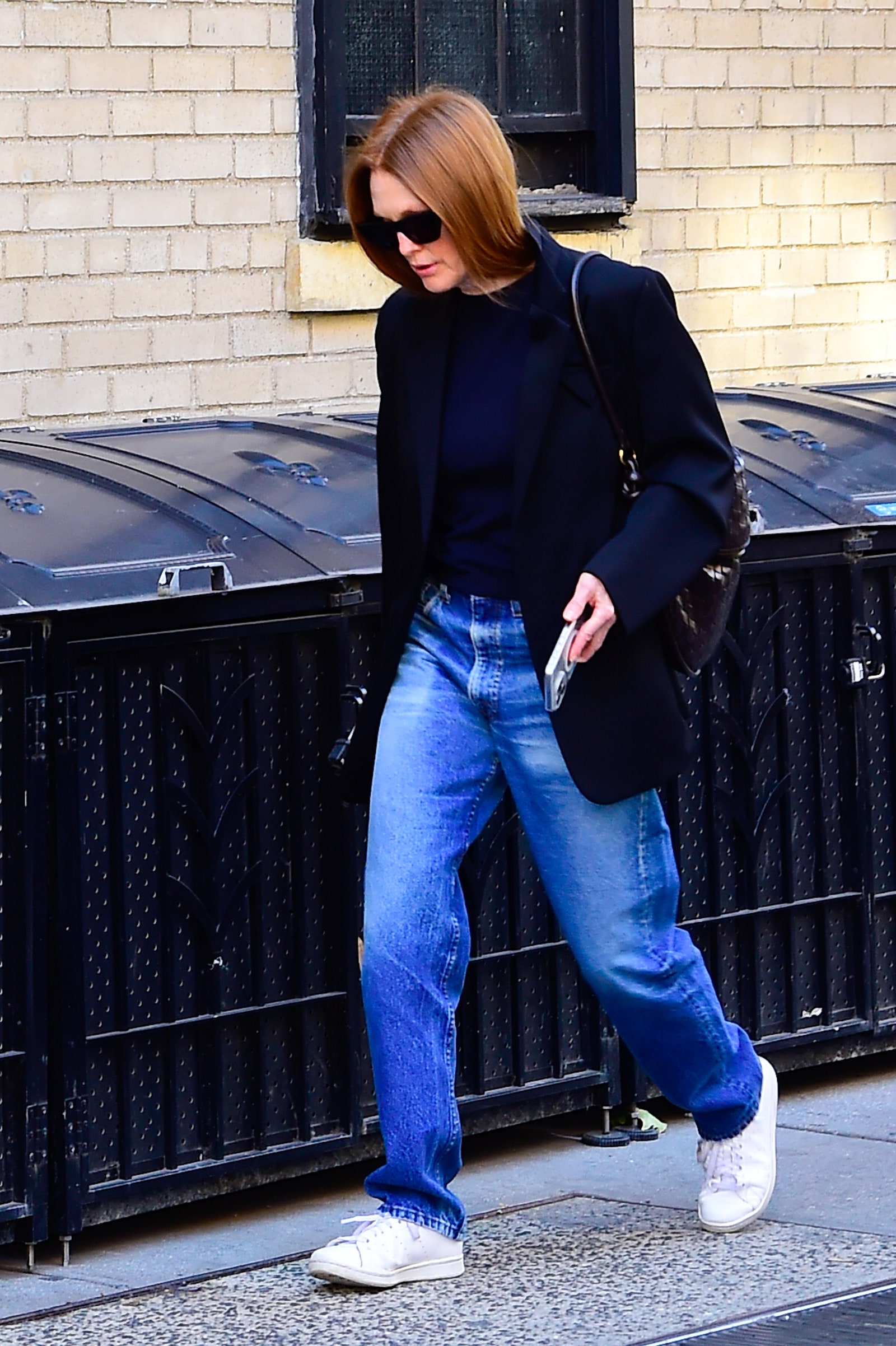 Julianne Moore Shows Why Straight Jeans and Adidas Sneakers Are the Perfect Fall Fit