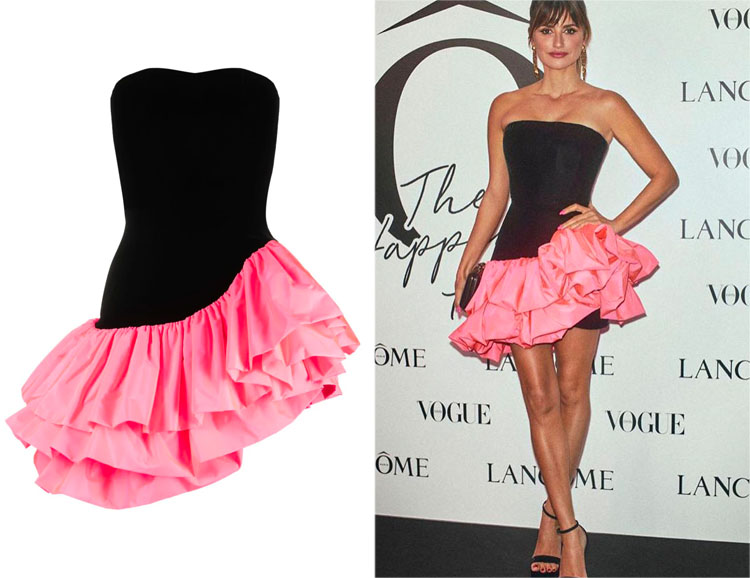 Penelope Cruz's Alexandre Vauthier Ruffle-Skirt Strapless Mini Dress