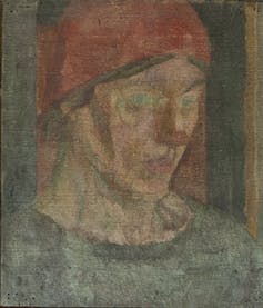 painting of Vanessa Bell in a Red Headscarf