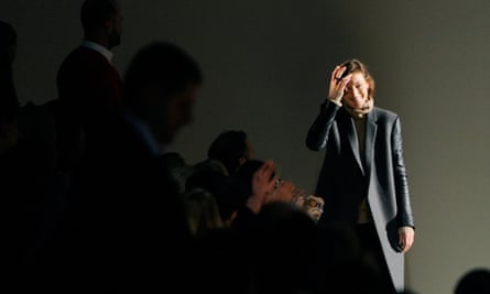 Phoebe Philo appears at the end of her spring/summer 2011 collection for Céline in Paris in 2010.