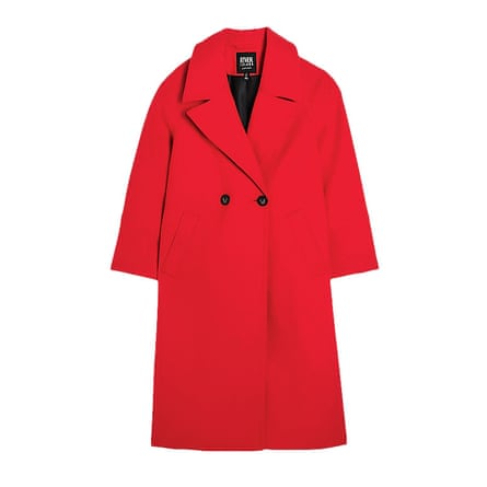 Red coat with two buttons