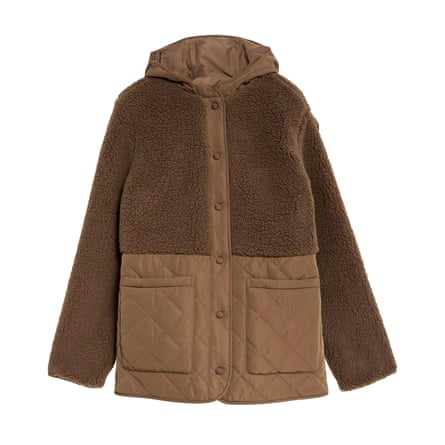 Brown coat fleece above and quilted below
