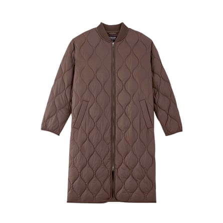 long brown zip up coat