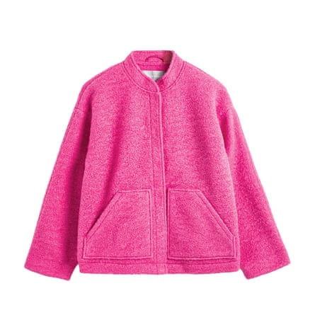 bright pink button-up short jacket