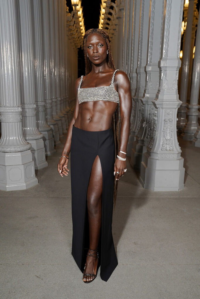Jodie Turner-Smith, wearing Gucci, attends the 2023 LACMA Art+Film Gala