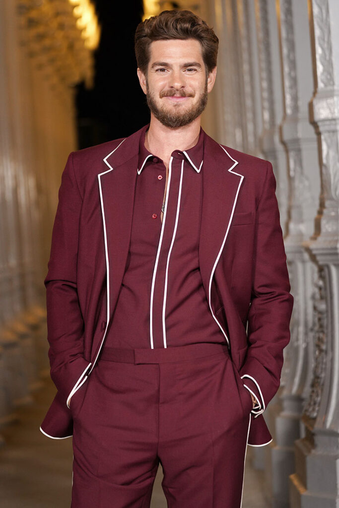 Andrew Garfield, wearing Gucci, attends the 2023 LACMA Art+Film Gala
