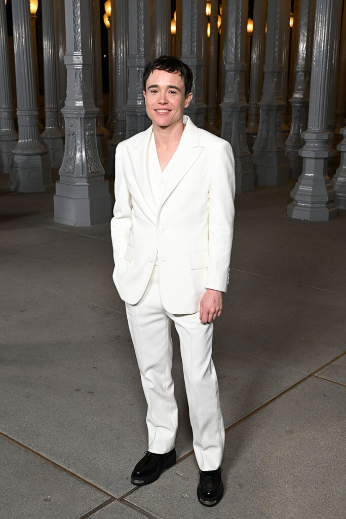 Elliot Page, wearing Gucci, attends the 2023 LACMA Art+Film Gala