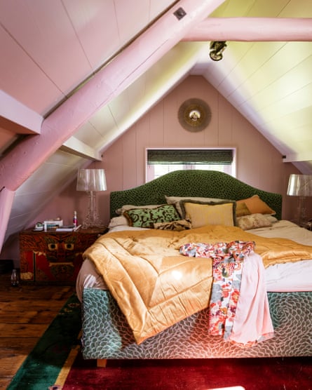 Pretty in pink: the main bedroom.