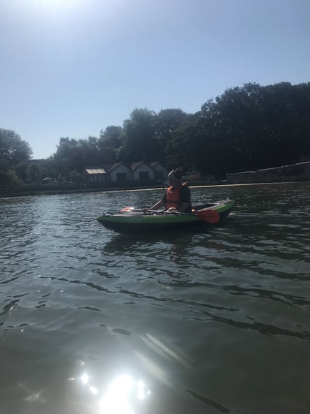 Britton out on the water.