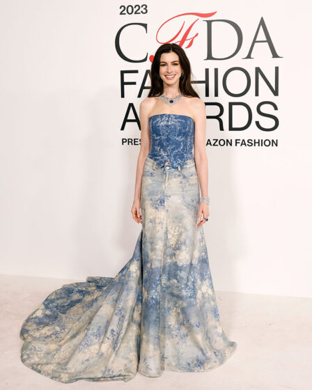 Anne Hathaway Wore Ralph Lauren Collection To The 2023 CFDA Fashion Awards