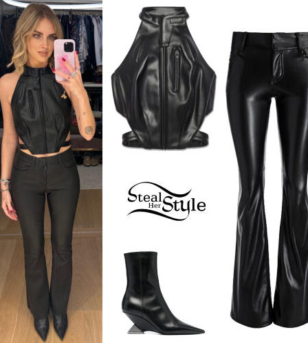 Chiara Ferragni: Leather Vest and Pants